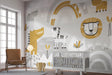 Safari animals wallpaper bringing joy to a modern nursery with gold and grey tones