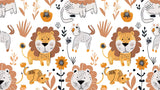 Safari Lion Wallpaper design file showing full pattern with golden lions and white background