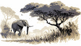 African elephant savanna wallpaper design file showing detailed wildlife scene and natural textures
