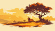 Safari lion wallpaper mural creating a cozy atmosphere in a modern living room with warm lighting