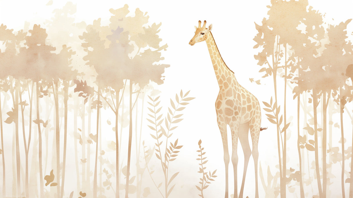 Safari Giraffe Wallpaper design file showing detailed beige watercolor pattern