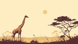 Giraffe at Golden Sunset design file showing detailed African savannah pattern and warm color palette