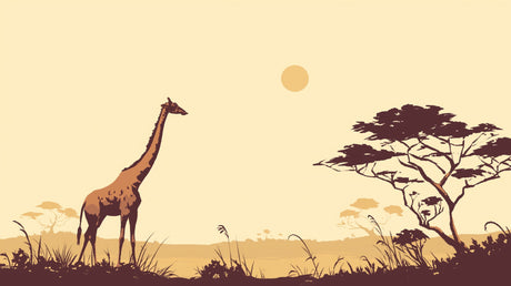Giraffe at Golden Sunset design file showing detailed African savannah pattern and warm color palette