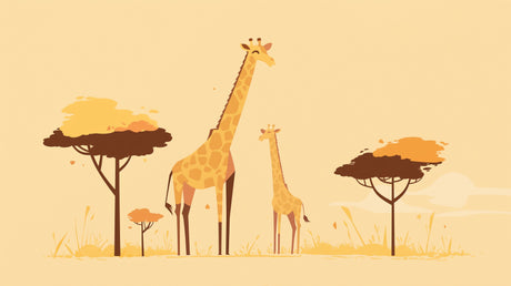 Giraffe Safari Wallpaper design file showing detailed savanna pattern with warm golden tones