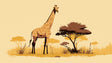 Safari Mural Wallpaper with gentle giraffe design creating a peaceful atmosphere in a modern living room