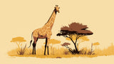 Safari Tapet | Sjiraff i afrikansk savanne