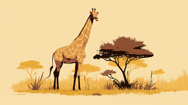 Safari Mural Wallpaper with gentle giraffe design creating a peaceful atmosphere in a modern living room