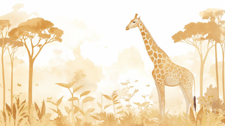 Golden giraffe watercolor savanna design file showing intricate pattern details and warm color palette