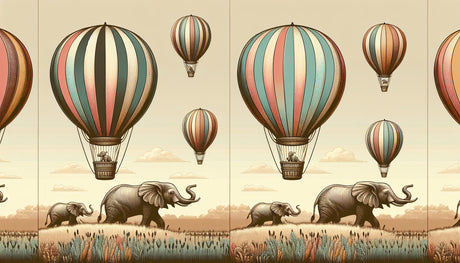 Safari wallpaper design file showing detailed hot air balloons and elephants pattern