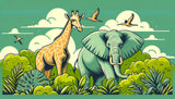 Safari animals wallpaper design file showing full illustrated jungle pattern with wildlife and tropical foliage