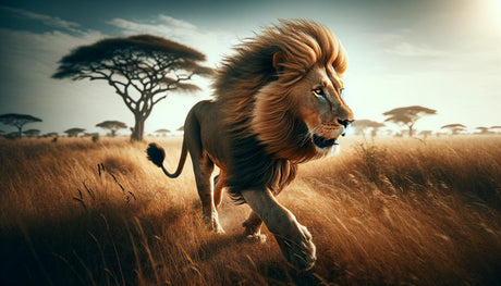 Lion Safari Wallpaper design file showing detailed lion portrait against golden savanna