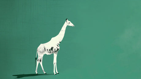 Minimalist giraffe wallpaper design file showing white silhouette on emerald green background
