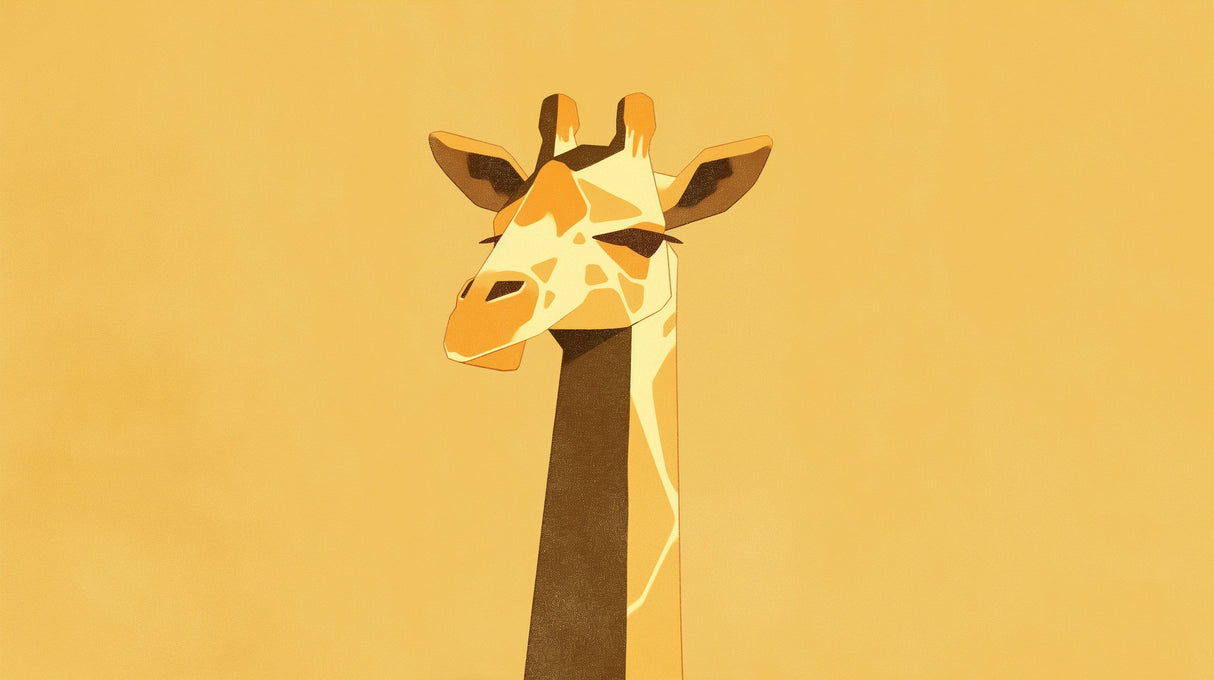 Modern Giraffe Wall Mural creating a focal point in a bright, minimalist nursery with natural wood furniture