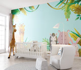 Playful safari wallpaper brightening up a pediatric waiting room