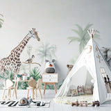 Tropical safari mural creating a peaceful atmosphere in a kids bedroom