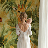 Giraffe Wallpaper Mural transforming a kid's bedroom with soft golden tones