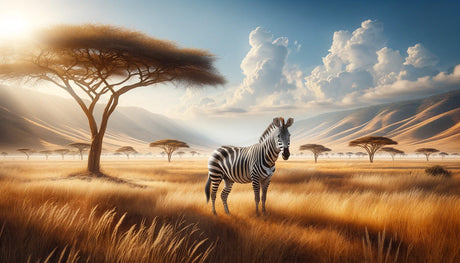 Zebra in Golden Savannah design file showing detailed African landscape pattern and rich golden hues
