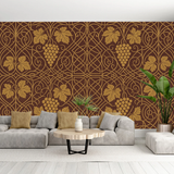 William Morris Geometric Mural Wallpaper  Nouveau Grape Vine Symmetry - Detailed wallpaper pattern view