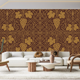 William Morris Geometric Mural Wallpaper  Nouveau Grape Vine Symmetry - Wallpaper application example