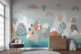Mountain Mural Wallpaper | Scandinavian Kids Adventure Scene