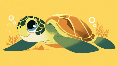 Sea turtle wallpaper design file showing detailed cartoon marine pattern with yellow background
