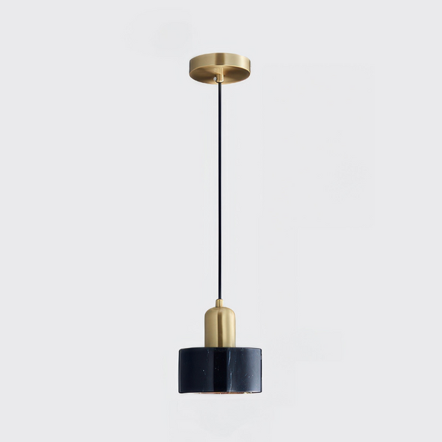 Modern Japanese Pendant Light  Brass Black Cylinder Design - Product showcase