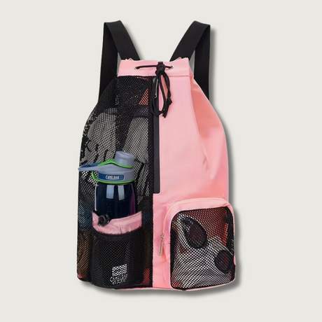 Mesh Sports Backpack  Ventilated Storage With Water Bottle Holder - Product showcase