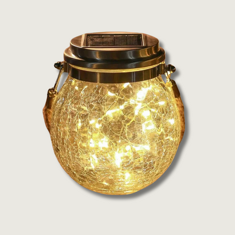 Solar Garden Light  Crackle Glass Hanging Lantern - Product showcase