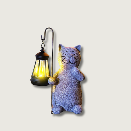 Solar Garden Cat Lantern  Weather-Resistant Decorative Light - Product showcase