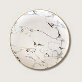 Marble Dining Plate  White Stone Gold Rim Design - Product showcase