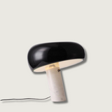 Modern Marble Table Lamp  Carrara Base Black Dome Shade - Product showcase