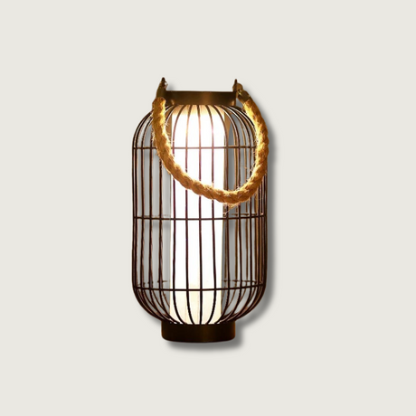 Solar Garden Lantern  Asian Inspired Metal Cage Design - Product showcase