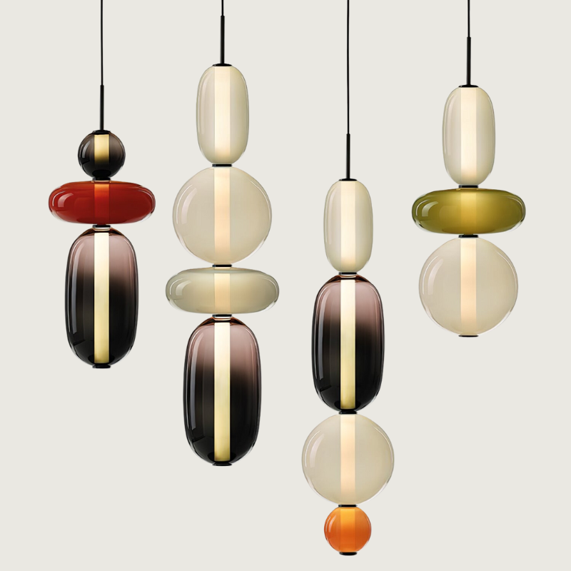 Modern Glass Pendant Light  Stacked Bubble Design - Product showcase