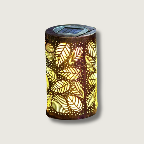 Solar Garden Lantern  Tropical Leaf Pattern - Product showcase