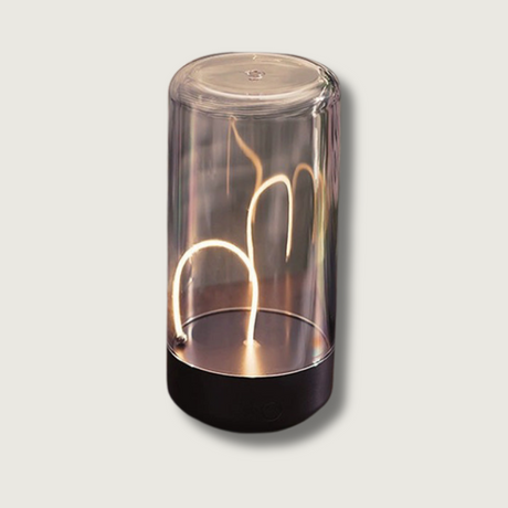 Modern LED Table Lamp  Glass Cylinder Light Display - Product showcase