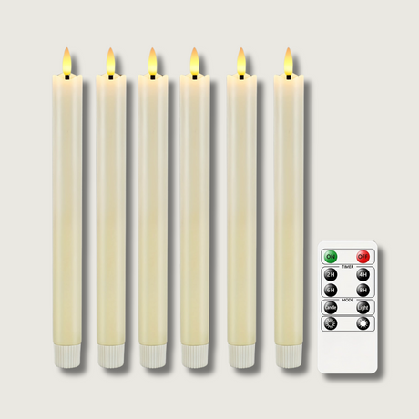 LED Taper Candles Set  Remote Control Flickering Flame Design - Product showcase