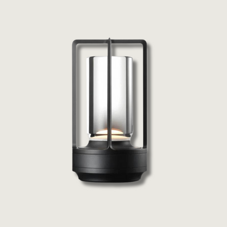 Modern Industrial Table Lamp  Glass Cylinder Metal Frame Design - Product showcase