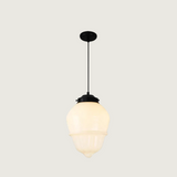 Vintage Pendant Light  Geometric Milk Glass Shade - Product showcase