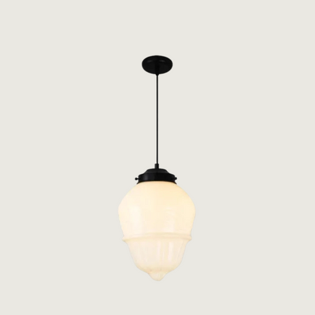 Vintage Pendant Light  Geometric Milk Glass Shade - Product showcase
