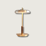 Modern LED Table Lamp  Glass Dome With Wood Accent - Product showcase