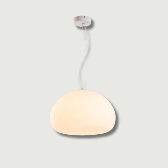 Minimalist Glass Pendant Light  Dome Shaped White Shade - Product showcase