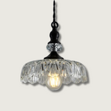 Crystal Glass Pendant Light  Vintage Fluted Shade Design - Product showcase