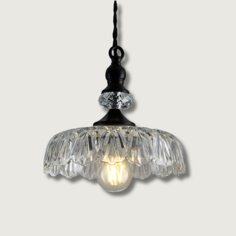 Crystal Glass Pendant Light  Vintage Fluted Shade Design - Product showcase