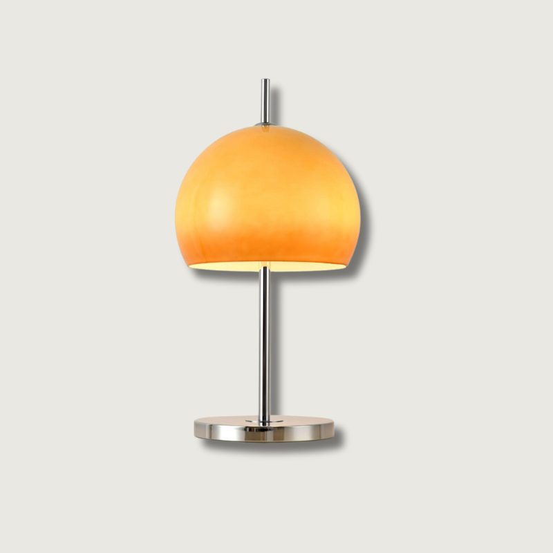 Bauhaus Table Lamp  Amber Glass Dome Shade - Product showcase