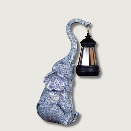 Elephant Solar Garden Light  Decorative Resin Lantern Design - Product showcase