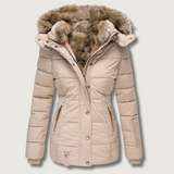 Winter Puffer Coat  Faux Fur Hood Quilted Design - Product showcase
