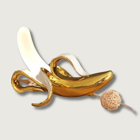 Art Deco Table Lamp  Banana-Shaped Gold Metal Design - Product showcase