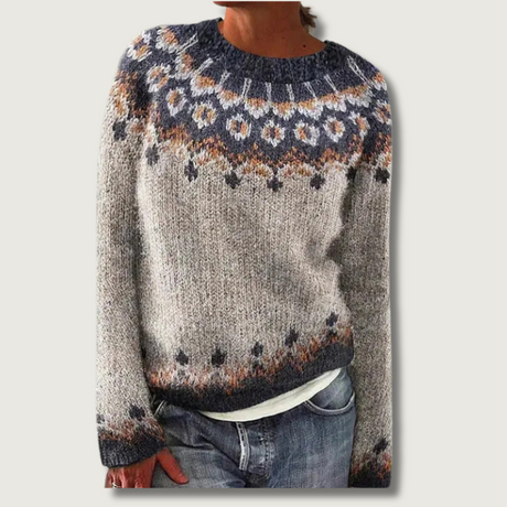 Nordic Fair Isle Sweater  Traditional Floral Pattern - Product showcase
