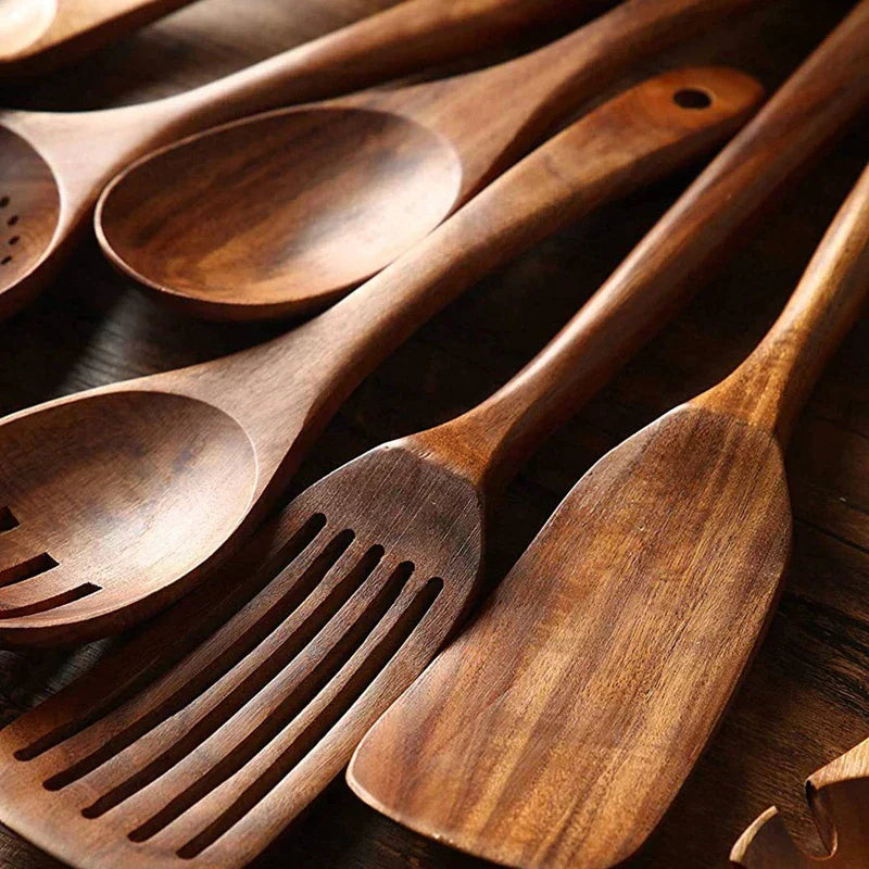 Teak Kitchen Utensil Set  Handcrafted Wood Collection - Product detail 4