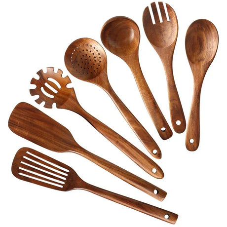 Teak Kitchen Utensil Set  Handcrafted Wood Collection - Product detail 6